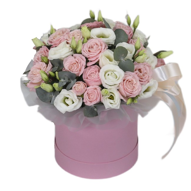 Букет цветов "Шляпная коробка Аромат нежности"